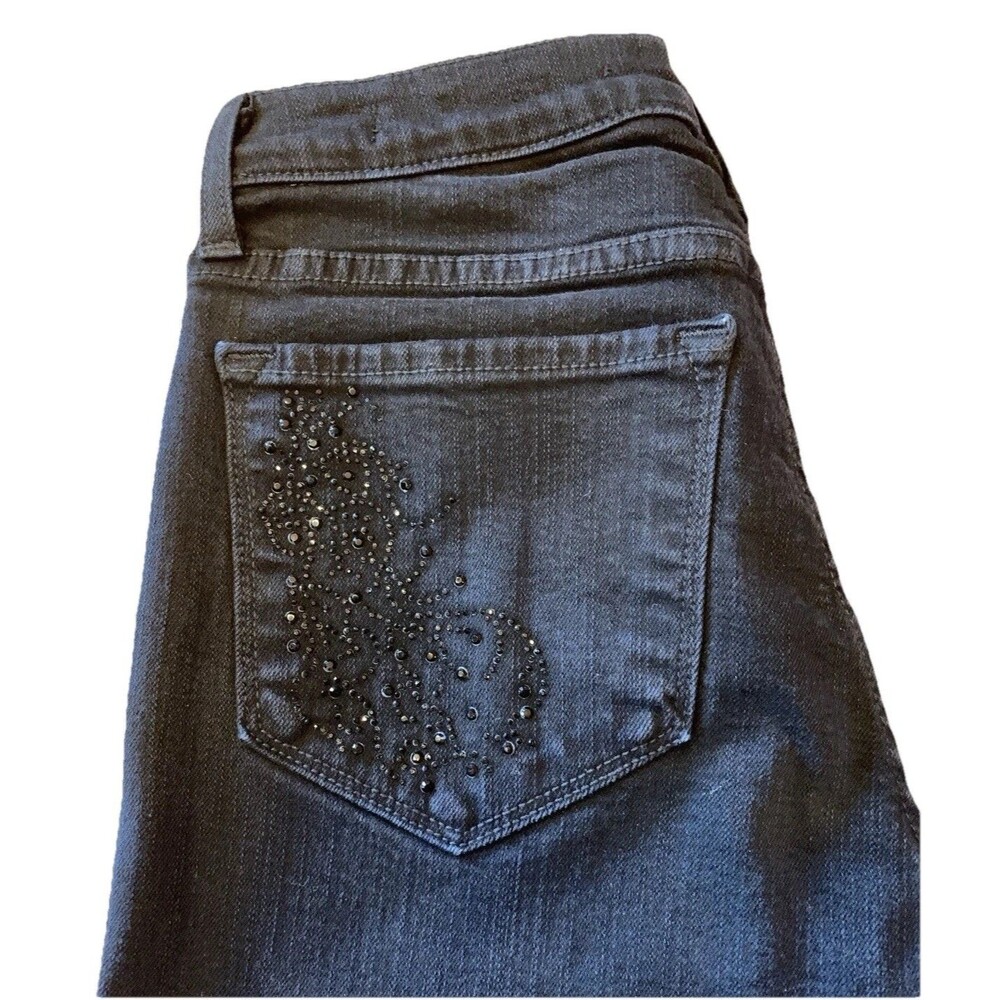 NYDJ Not Your Daughter's Jeans Black Beaded Bootcut Sz 4 Western 26x29.5 Stretch
